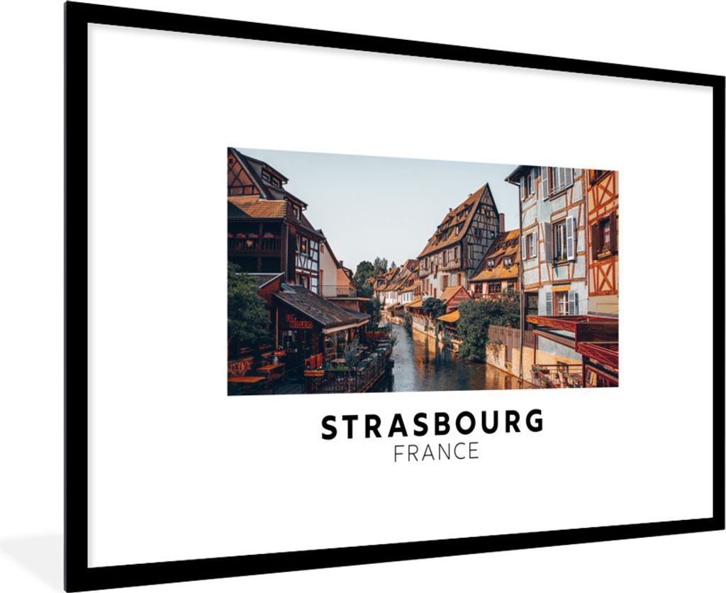 MuchoWow Gerahmtes Poster Frankreich - Haus - Restaurant 90x60 cm - Poster mit Schwarzem Bilderrahmen Wandposter Rahmen Foto Bilder - Wanddekorat...