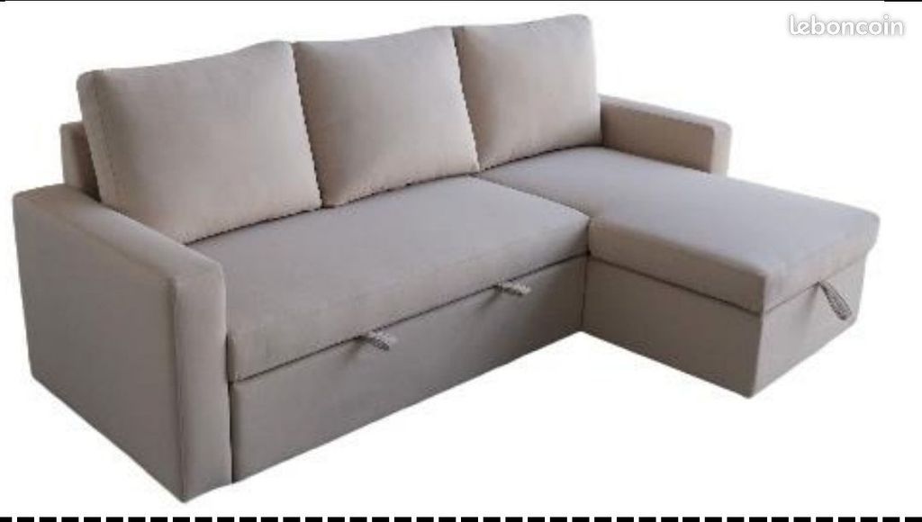 Ecksofa mit Schlaffunktion & Stauraum – 215 x 127 x 90 cm Beige