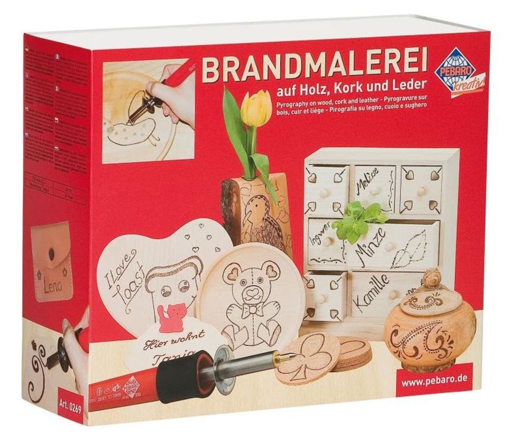 Bastelset Brandmalerei Pappelholz Komplettlösung mit 6 Produktbild 