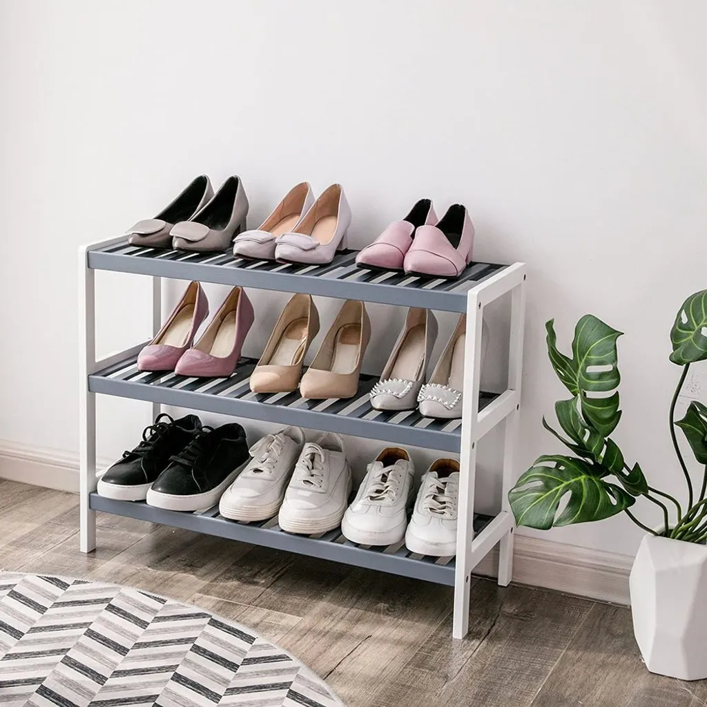Petit meuble de rangement pour chaussures en bambou 3 tablettes Rootz - 2