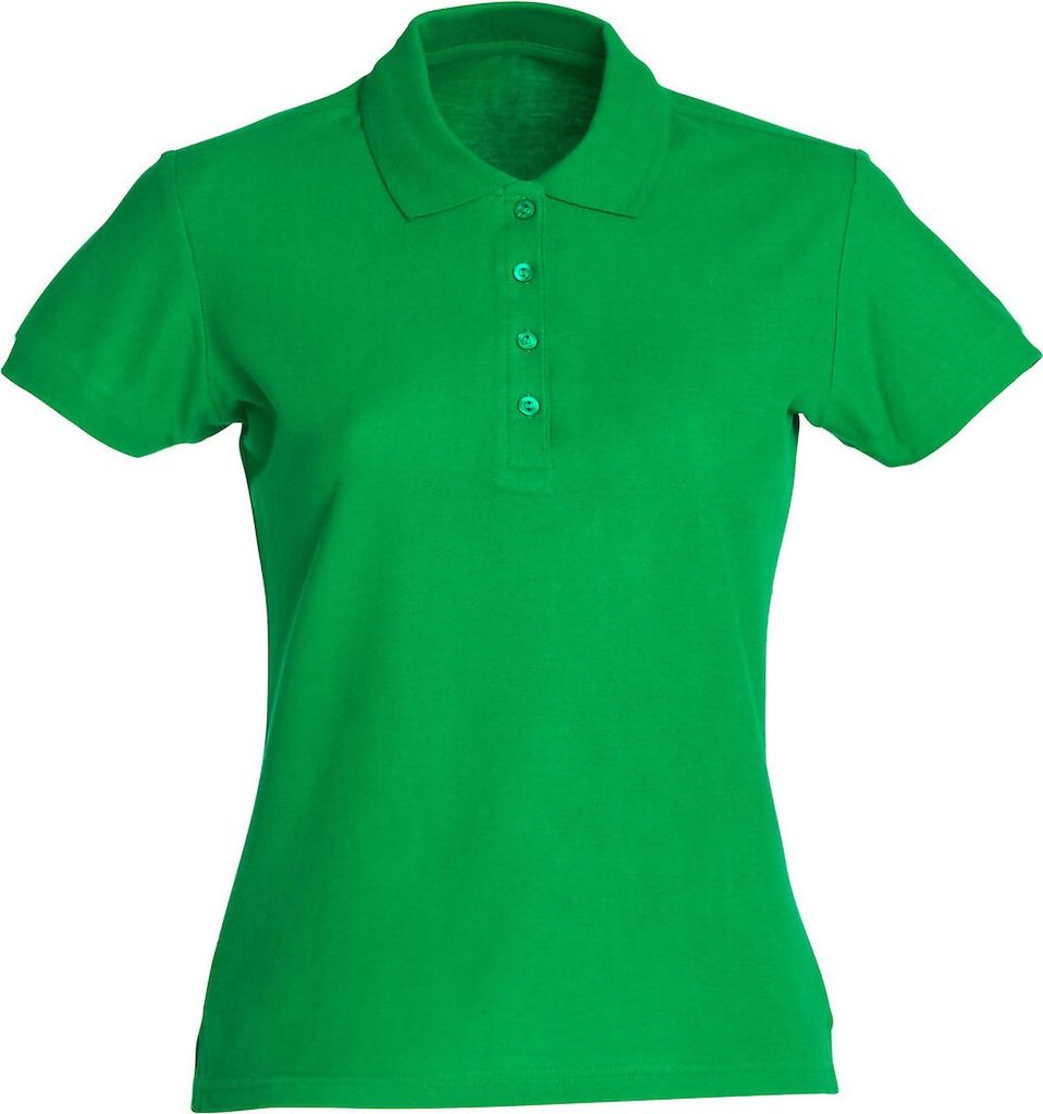 Basic Damen Polohemd aus reiner Baumwolle, 190 g/m², mit Ton-in-Ton-Knöpfen