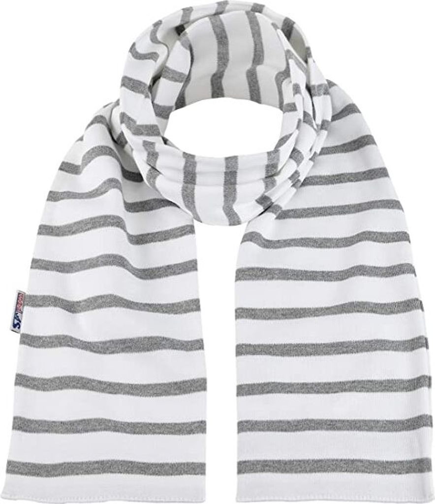 Bretonischer Schal gestreift Ringelschal 13x120cm weiß/grau maritim