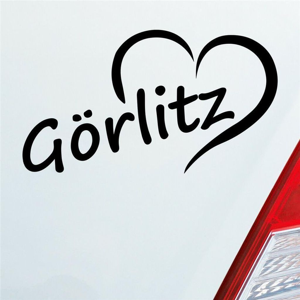 Auto Aufkleber Görlitz Herz Stadt City Liebe Love Heart 14,5x8 cm Schwarz Glanz Sticker Heckscheibenaufkleber