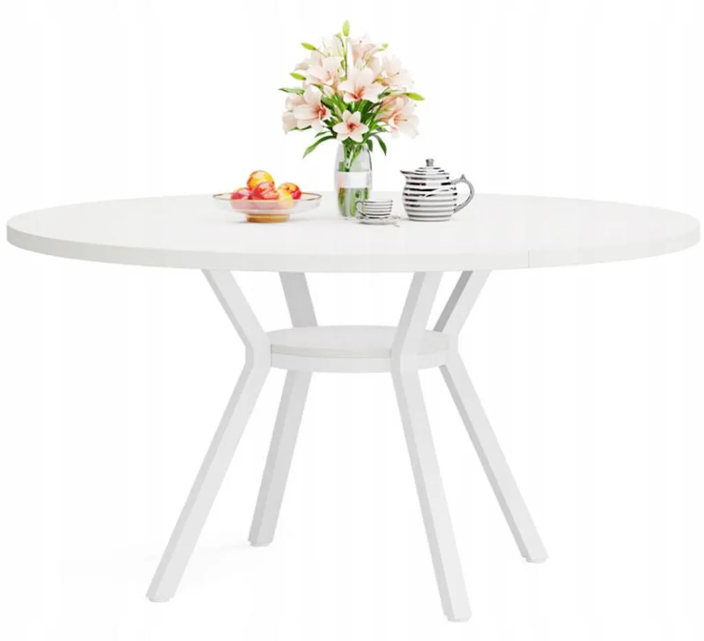 Table à manger 120 cm blanche HOGA-F1943 - Surface robuste et stable