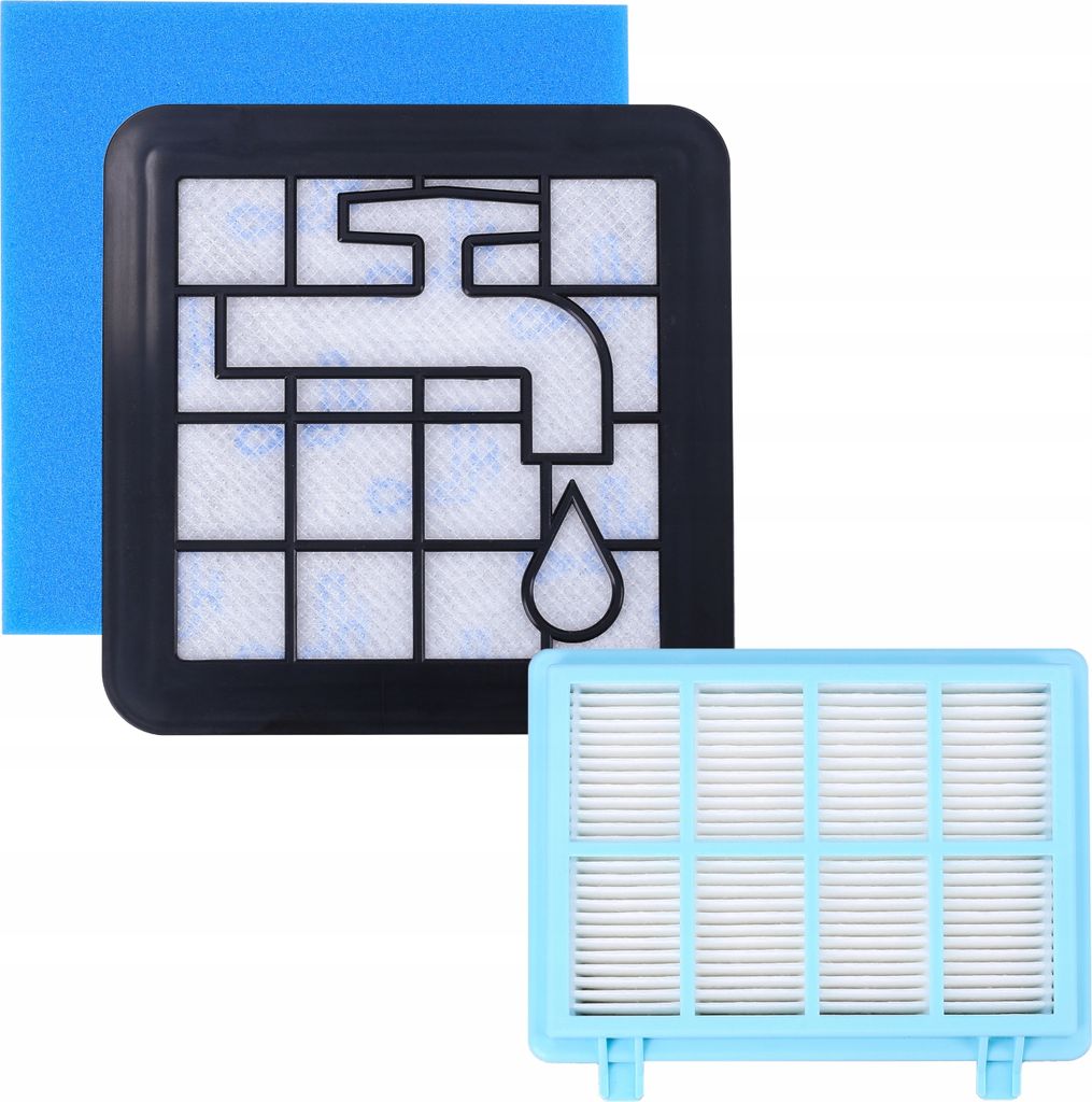 A set of vacuum cleaner filters on a white background.