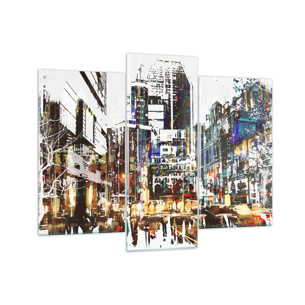 Bilder auf glas - Stadt Straße Haus - 130x100cm - Glasbilder - Wandbilder - Kunstdruck - zum Aufhängen bereit - Wanddekoration aus Glas - Glas Bi...