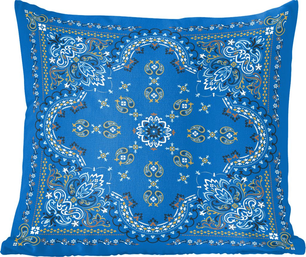 MuchoWow Zierkissen Sofakissen Wohnzimmer Dekokissen 40x40 cm Mandala - Muster - Blau - Foto Kissen - Schlafzimmer Dekoration