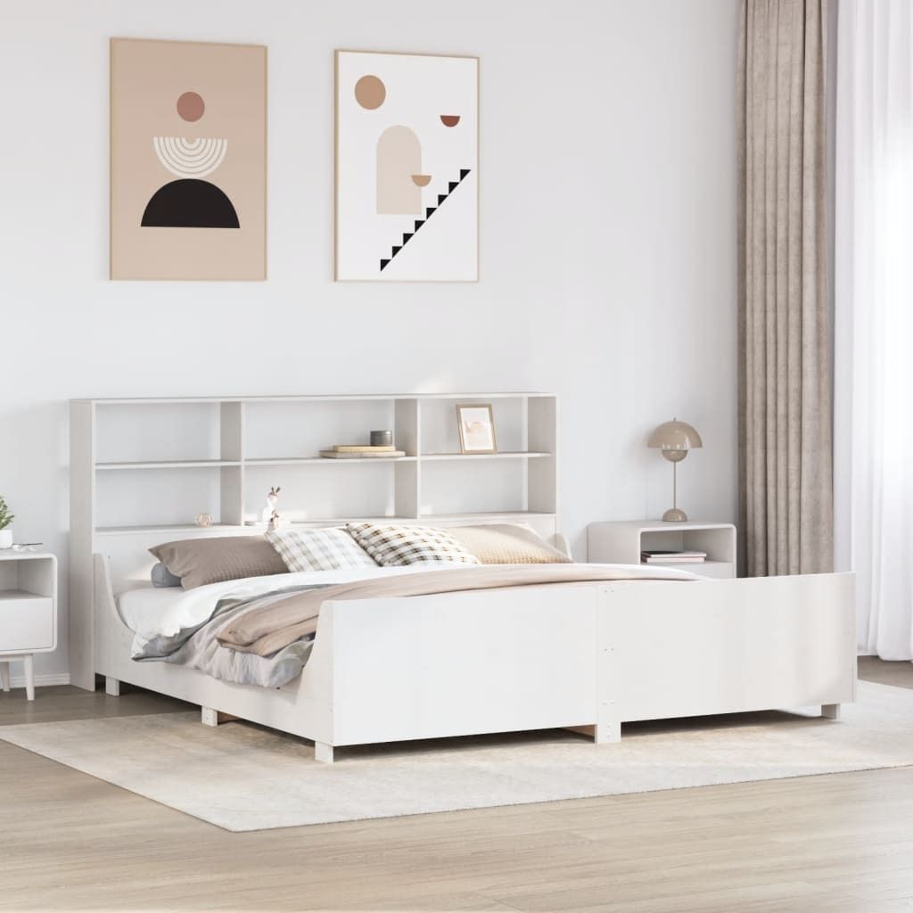 Maison Exclusive - Massivholzbett mit Regal ohne Matratze Weiß 180x200 cm