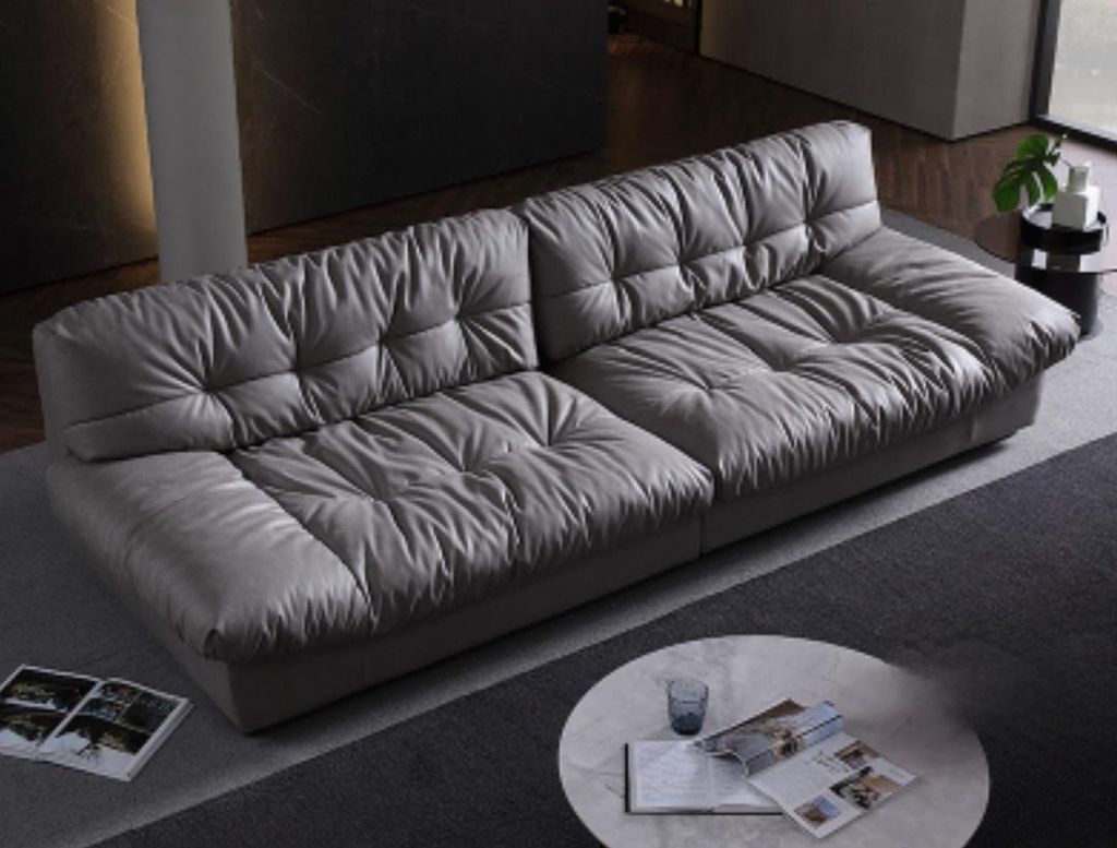 Big xxl Wohnzimmer Leder Modernes Design Sofa Couch Polsterung 4 Sitzer Textil