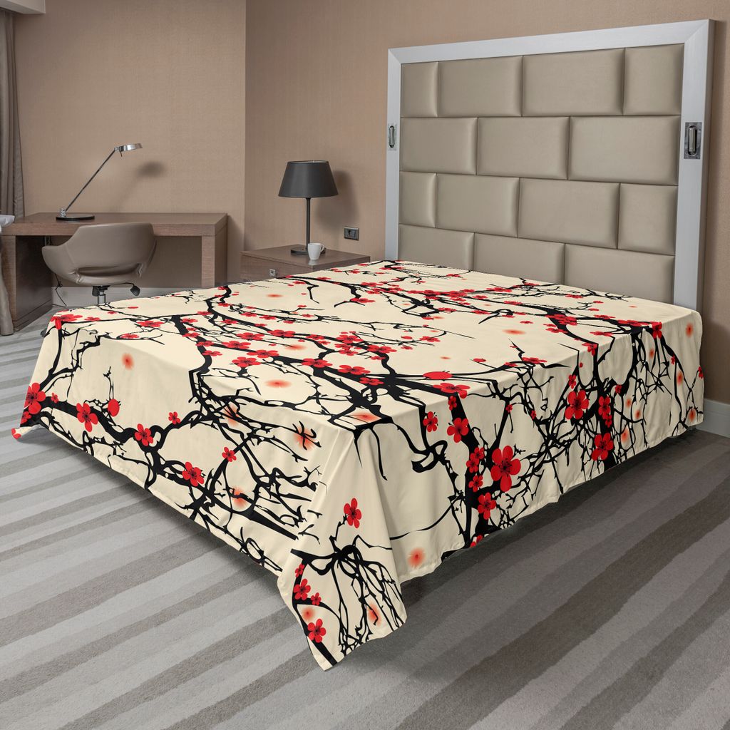 ABAKUHAUS Ozean Bettlaken, Segelboot-Wellen und Krake Kraken-Tentakel-Land Retro Schmutz-Entwurf Drucken, weiches bequemes oberes Bettlaken für ei...