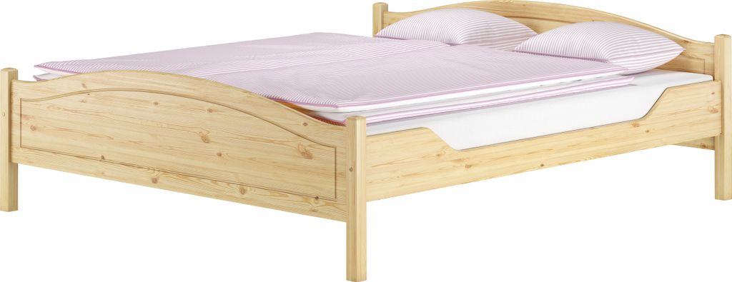 Klassisches Ehebett in Überlänge 180x220 Kiefer massiv Doppelbett Zubehör wählbar V-60.30-18-220ohne Zubehör