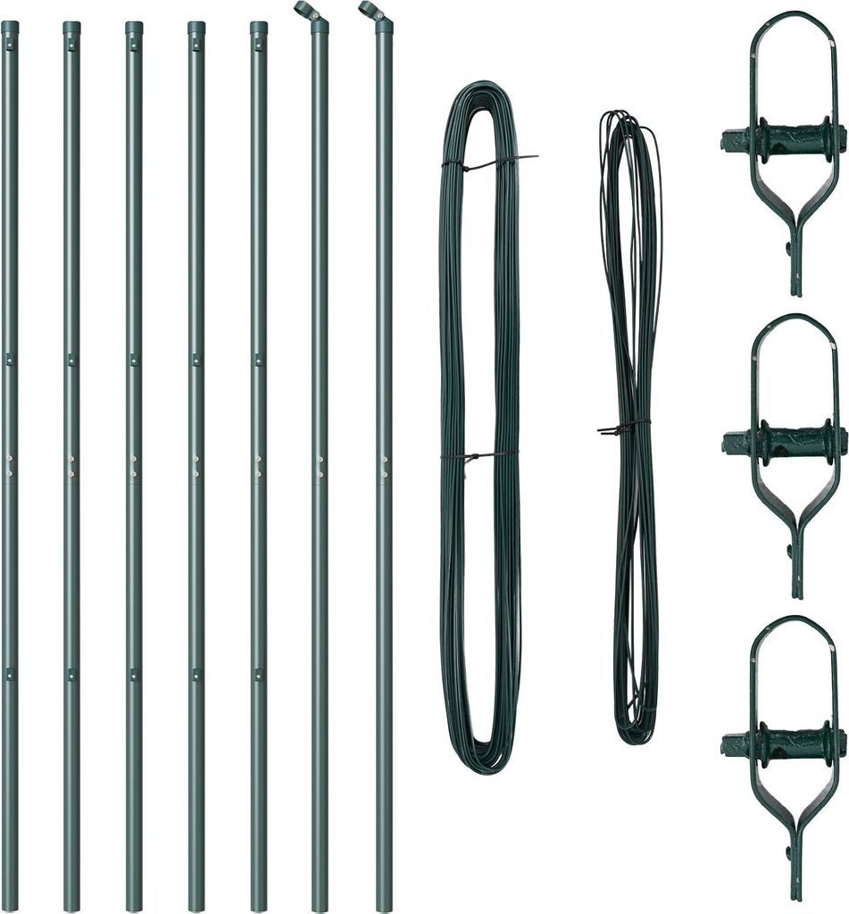 Möbel Zaunpfosten 7 Stück Grün Ø32 mm 210 cm Verzinkter Stahl - Zaunzubehör 42004200