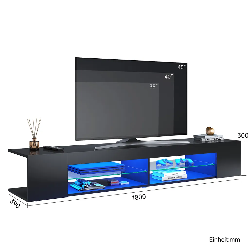 Mobile TV Gaming SONNI 180cm | Setup RGB Nero Lucido per Console - 9