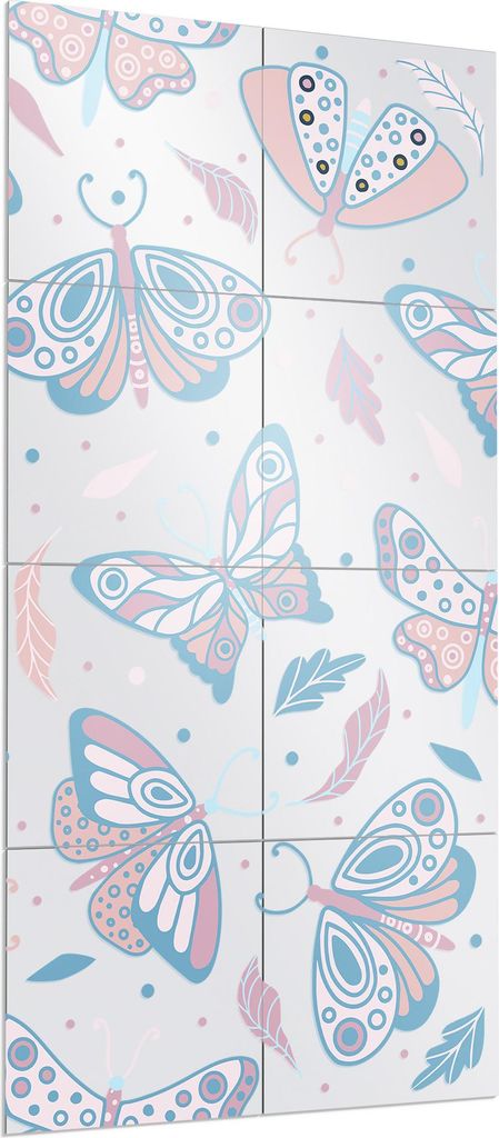 DEQORI Wandspiegel Puzzle 60x120 cm 'Pastellflügel-Tanz' Spiegel Ganzkörperspiegel