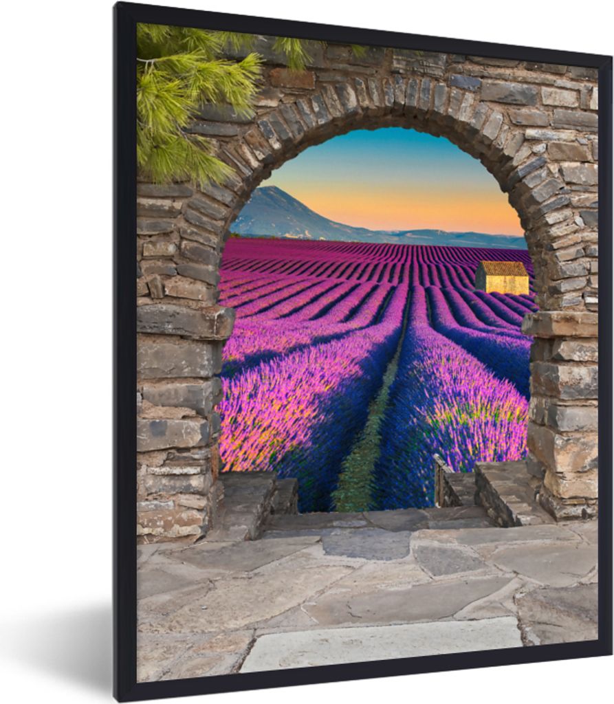 MuchoWow® Gerahmtes Poster Lavendel - Abend - Ausblick - Produktbild 