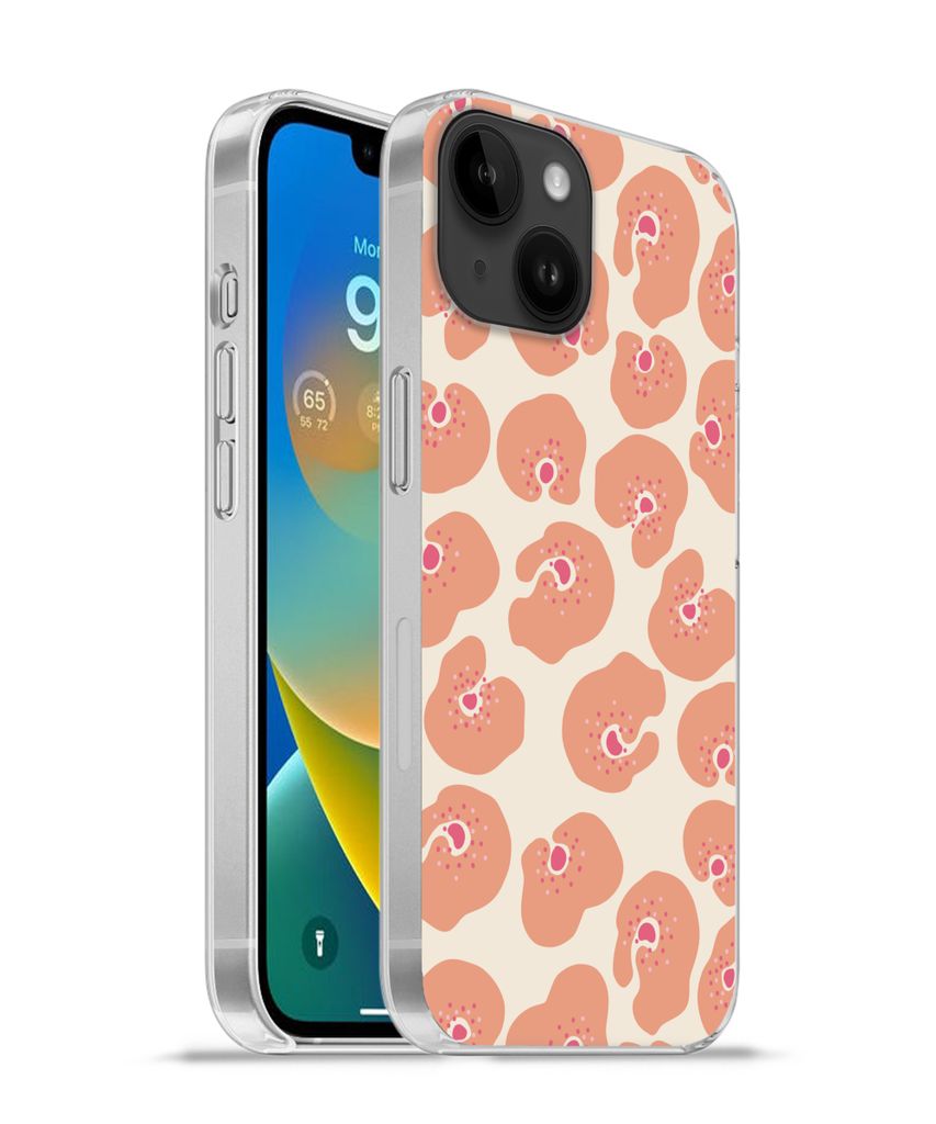 MuchoWow Handyhülle Schutzhülle Hülle für Apple iPhone 14 - Softcase Blume - Muster - Abstrakt Silikon Softcase Handy Hülle - Mobiltelefonh...