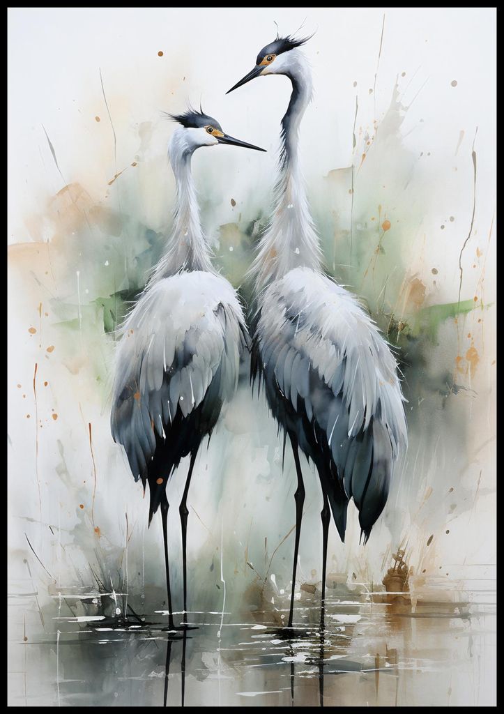 Plakat 70x100cm Tanzende Silberreiher