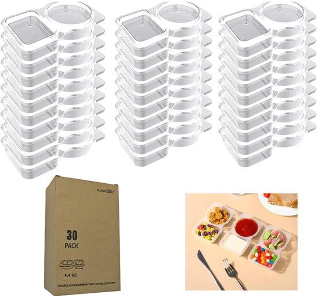 Barquettes snacks à deux compartiments réutilisables pour vos sauces