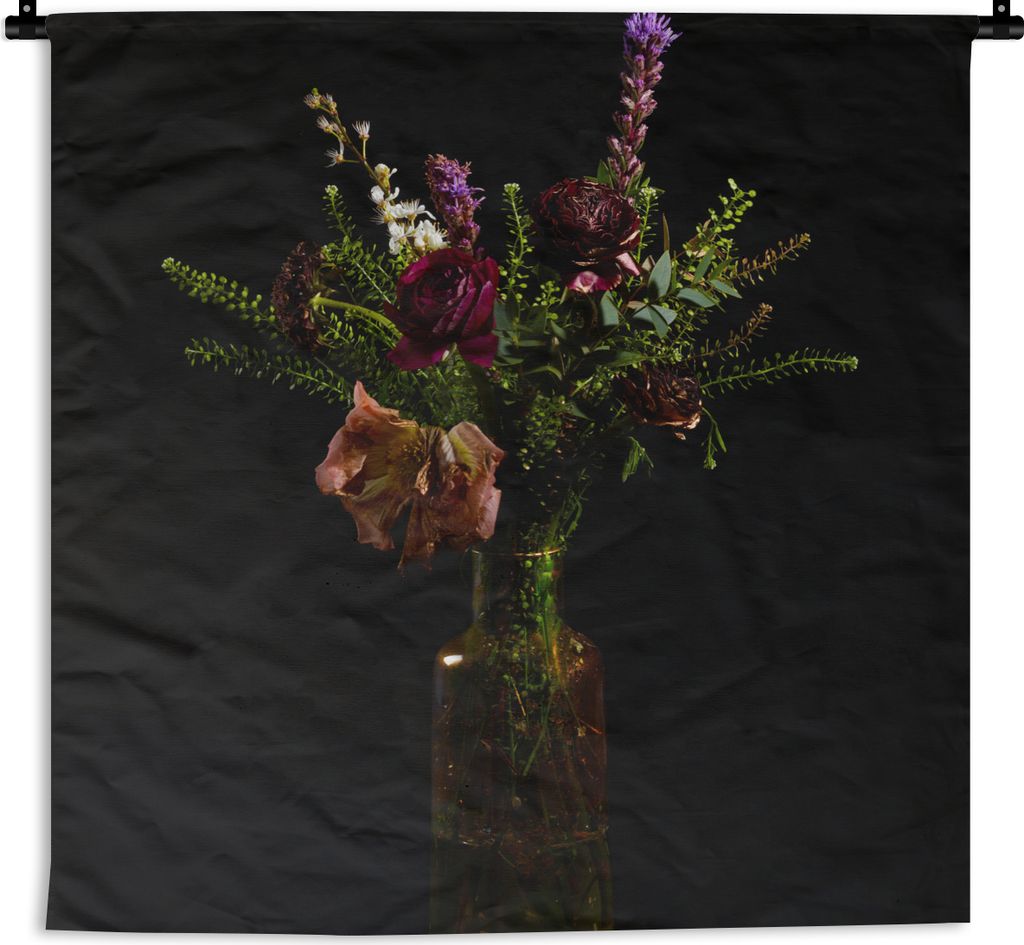 MuchoWow Wandteppich Wandbehang Blumen - Farben - Stilleben 90x90 cm Tapisserie Dekoration Wandtuch - Wandaufhänger