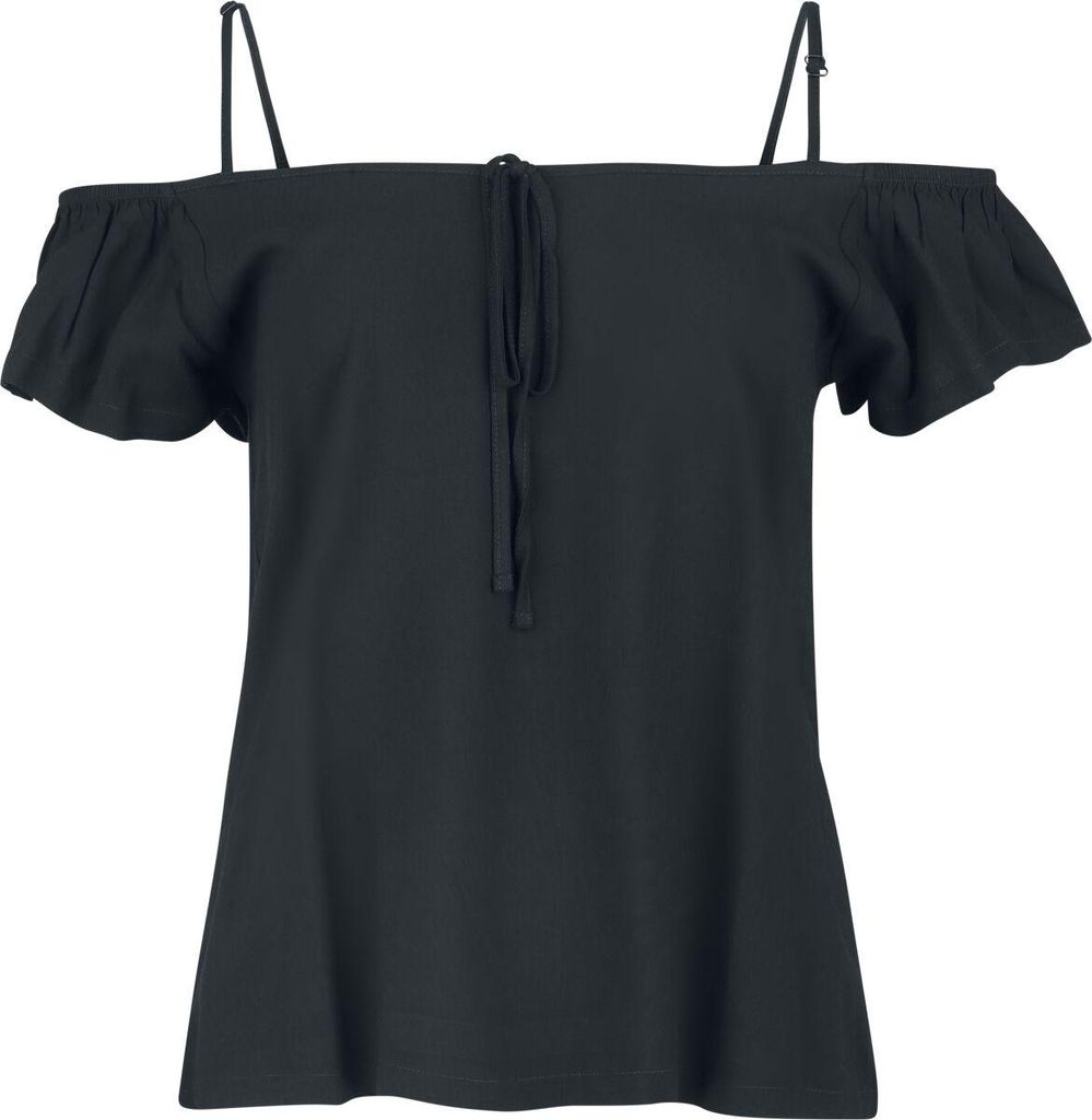 RED by EMP Damen schwarzes T-Shirt mit Cold-Shoulder M