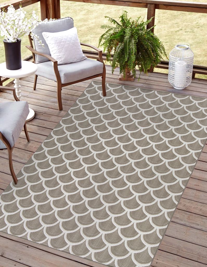 In- und Outdoor Teppich SCALES Creme-Braun, 120 x 170 cm