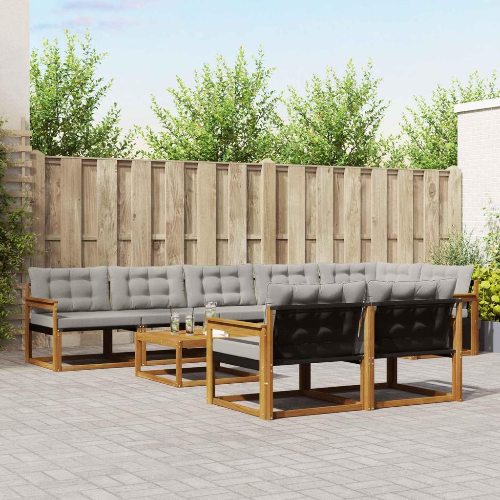 (Robust Möbel)Outdoor-Sofagarnitur - CLORIS - Balkonmöbe/Sitzgruppe - mit Kissen 9 pcs - Moderne Design - Natürlich und Hellgrau - Gartensof...