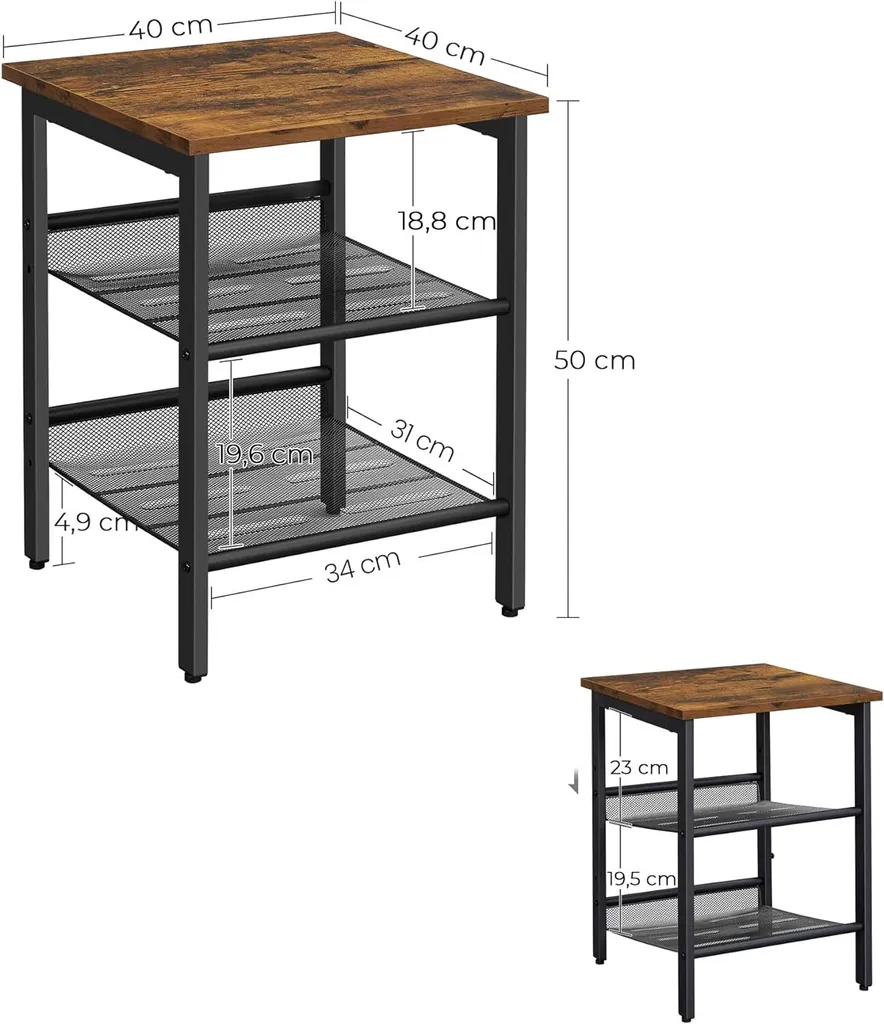 Table de Chevet Industrielle Set de 2 Tables d'Appoint en Bois et Métal - 3