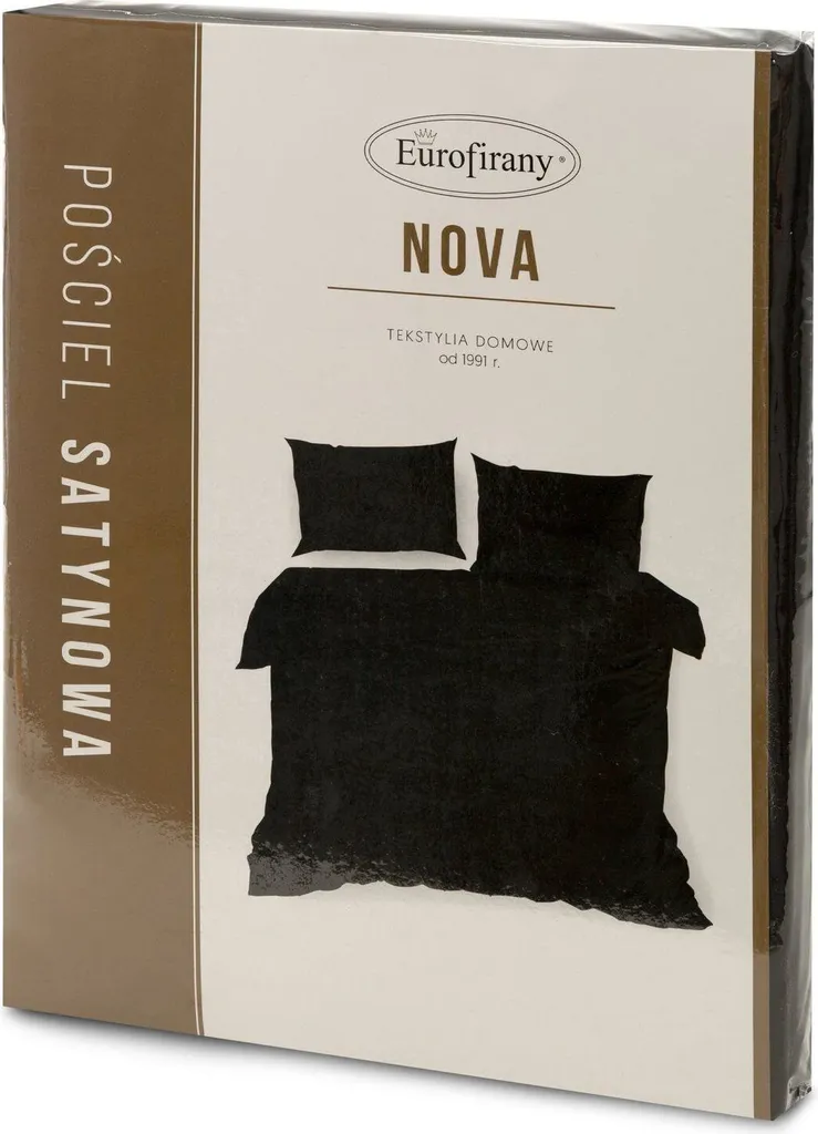 Eurofirany NOVA3 Parure de lit noire 180x200 cm avec 2 taies 70x80 cm