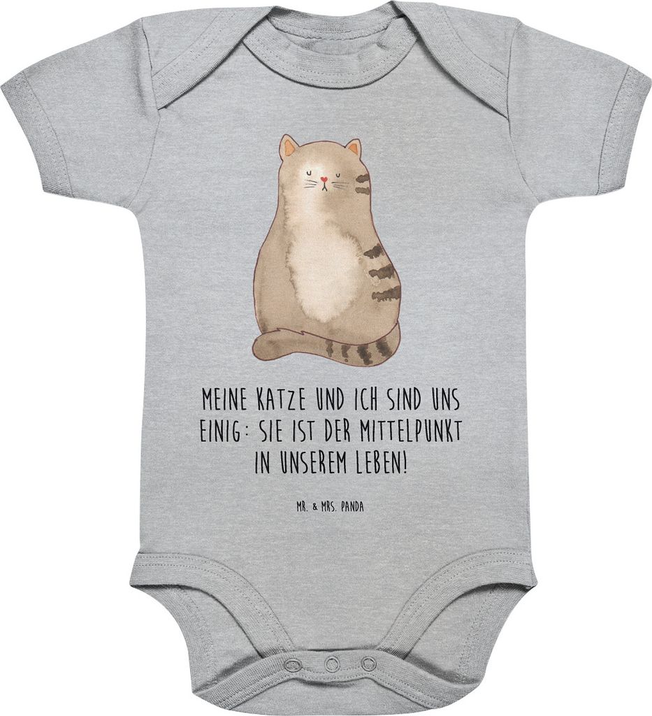Mr. & Mrs. Panda overall baby Katze Sitzen 1. - 3. Monat - Heather Grey - Geschenk, Strampler, Einteiler, babykleidung body, Babybody, Cat, Katzen,...
