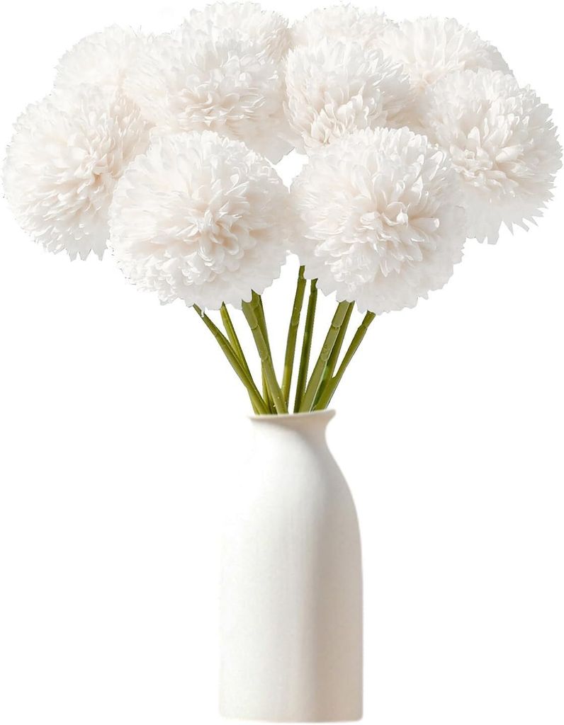 12 Stück Künstliche Hortensienblüten Künstliche Blumen Chrysantheme Kunstblumen Künstliche Kugel Chrysanthemen Seide Pompon Chrysantheme, für...