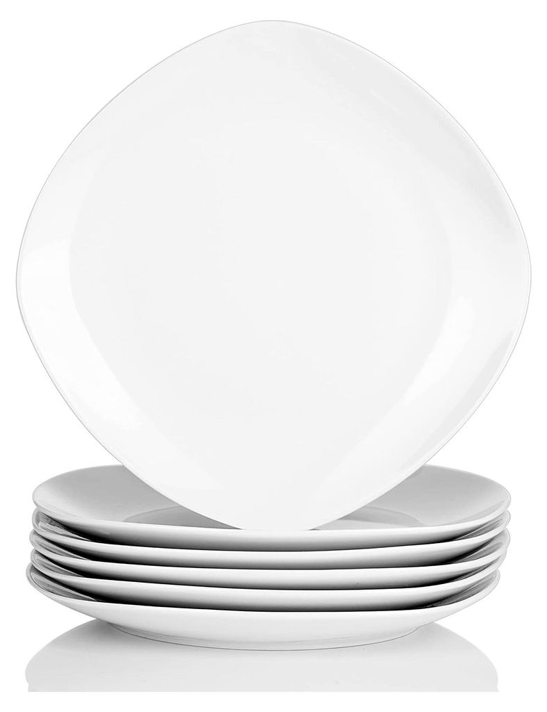 Serie Elisa, 6-teiliges Porzellan Tellerset für 6 Personen, flache Speiseteller 24,8 cm