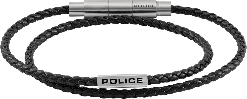 Bracelet Homme Police PEAGB0079801 en Cuir Noir Tressé Chic
