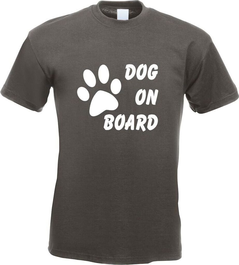Kiwistar - T-Shirt - Graphit - Dog on Board Motiv Bedruckt Funshirt Design Print - mit Motiv Bedruckt - Funshirt Design - Sport - Freizeit - Herren...