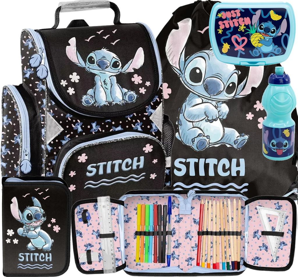 5tlg Lilo und stitch Schulranzen set Rucksack Federtasche Produktbild 