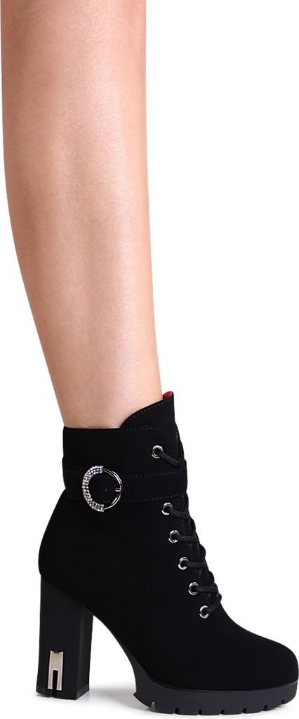 topschuhe24 2896 Damen Plateau Stiefeletten Velours Boots Glitzer , Farbe:Schwarz, Größe:36 EU