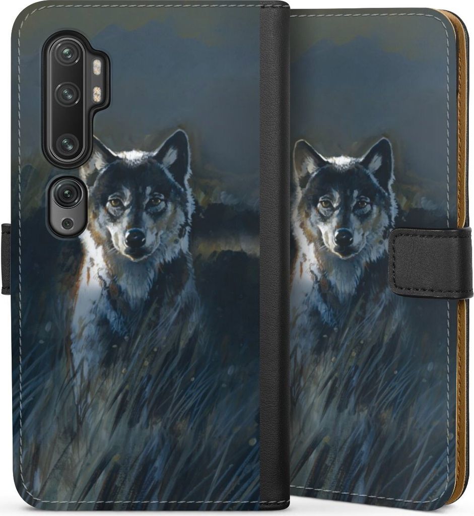 DeinDesign Klapphülle für Xiaomi Mi Note 10 Handytasche Lederhülle Tasche Malerei Natur Wolf