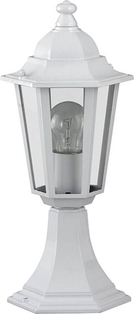 A white outdoor lamp on a white background.