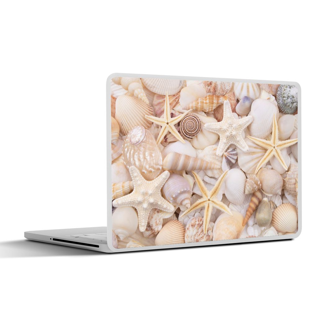 MuchoWow Laptop Aufkleber Sticker Cover Seestern - Muscheln - Strand - Sommer 31x22.5 cm - Laptop-Deko