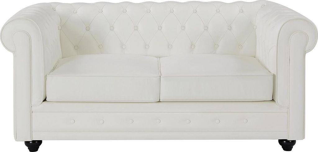 2-Sitzer Sofa aus weißem Büffelleder - CHESTERFIELD Produktbild 