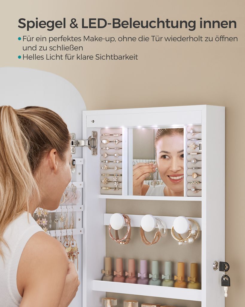 SONGMICS Schmuckschrank, Spiegelschrank, Schmuck-Organizer Produktbild 4