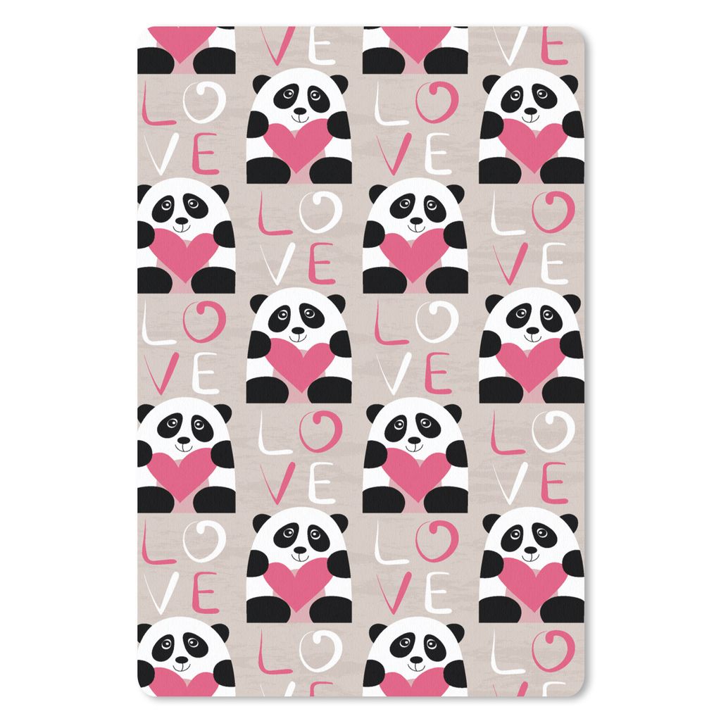 MuchoWow Mauspad Mousepad Herzen - Panda - Muster 40x60 cm - Mousepads - Maus Mat - Pad - Mausunterlage - Schreibtisch Accesoire