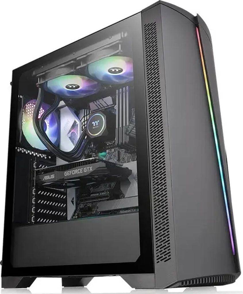 Thermaltake H350 TG RGB, Midi Tower, PC, Schwarz, ATX, micro ATX, Mini-ITX, SPCC, Gehärtetes Glas, Gaming