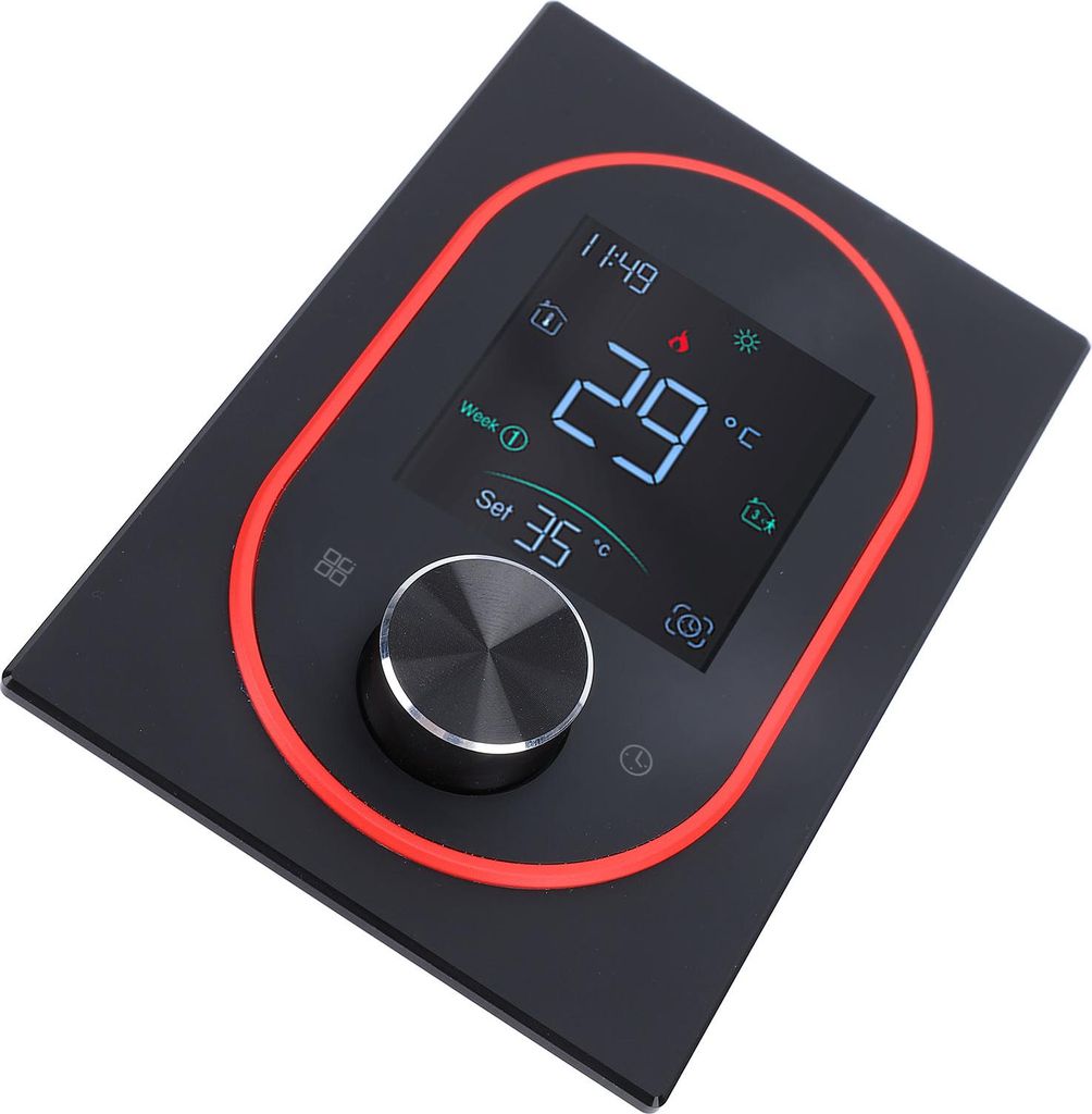 Smart Color Thermostat APP Programmierbar Touchscreen Knopfsteuerung Smart Temperature Controller AC 95?240V Schwarz Regular
