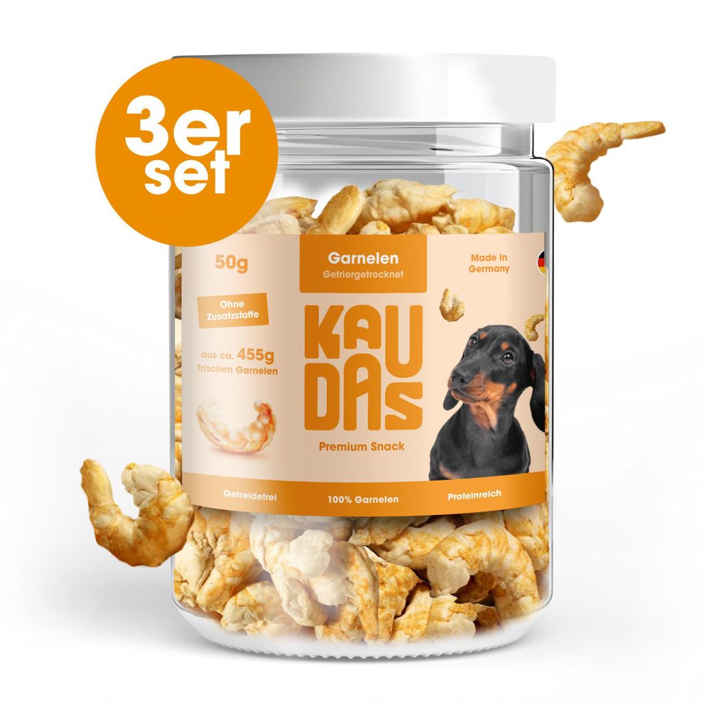 KAUDAS Hundesnack GarnelePur - 3× 50g gefriergetrocknete Produktbild 