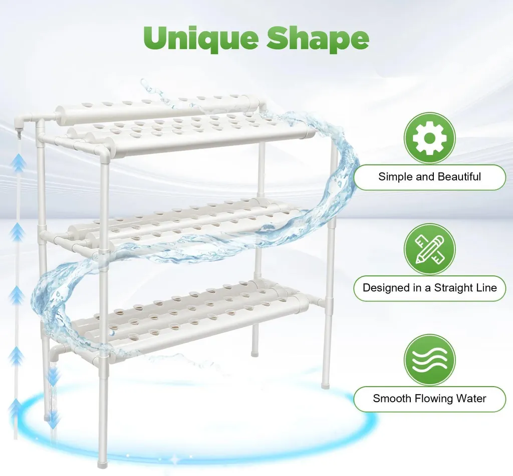 Kit hydroponique à débit d'eau régulier et design linéaire ergonomique