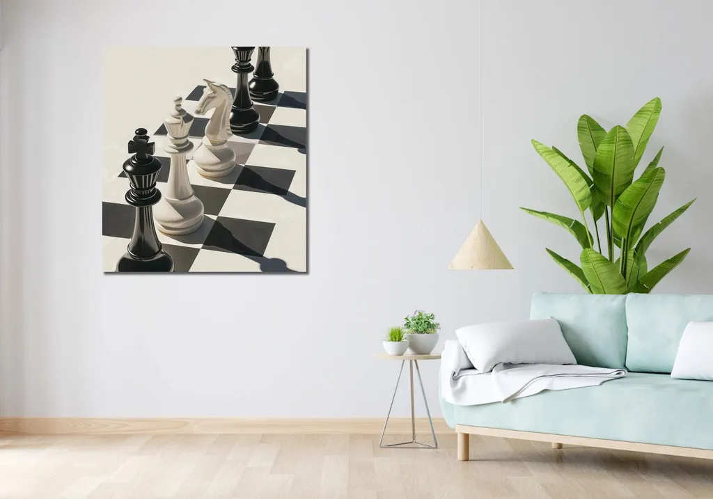 Tableau Échecs et Mat 90x100 cm - Solution Déco pour Grand Mur Vide