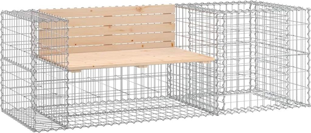 vidaXL Gartenbank mit Gabione Massivholz Kiefer