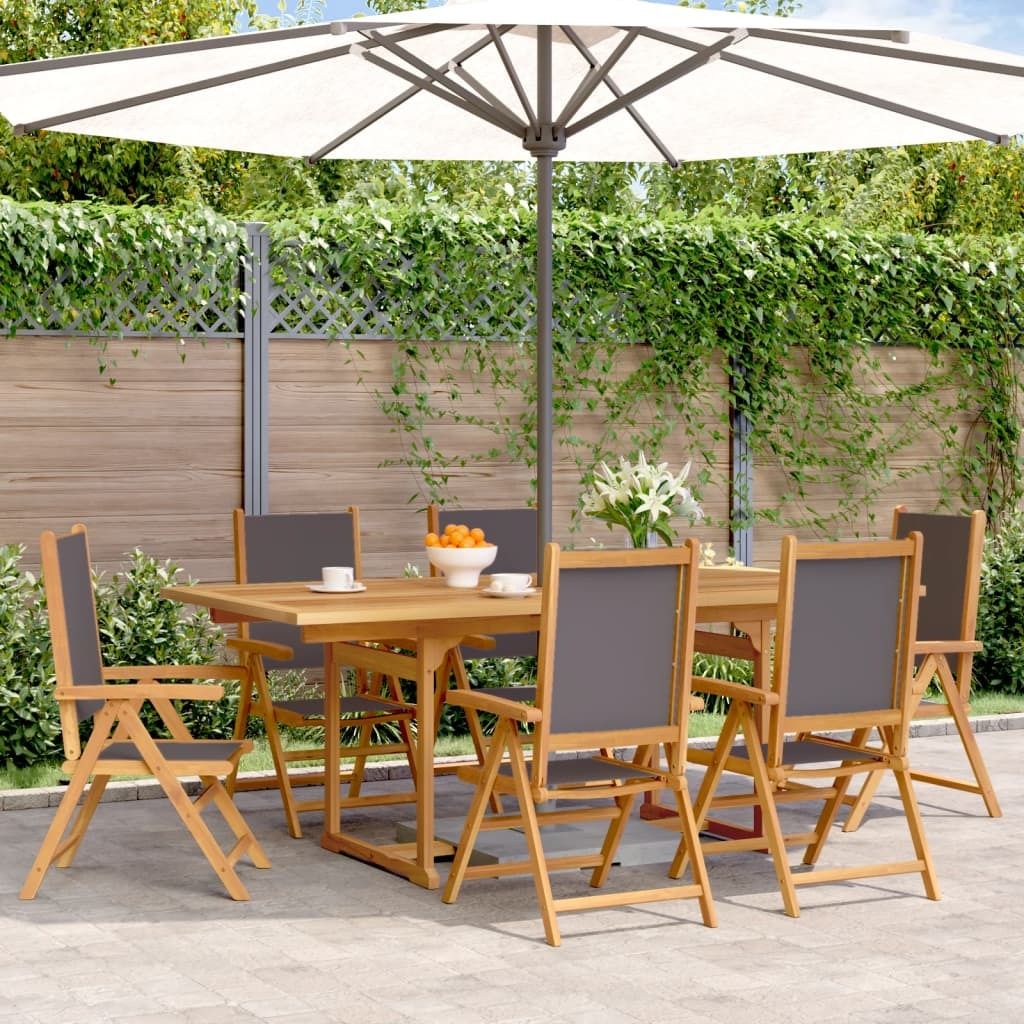 Maison Exclusive - 7-tlg. Garten-Essgruppe Stoff und Massivholz Anthrazit
