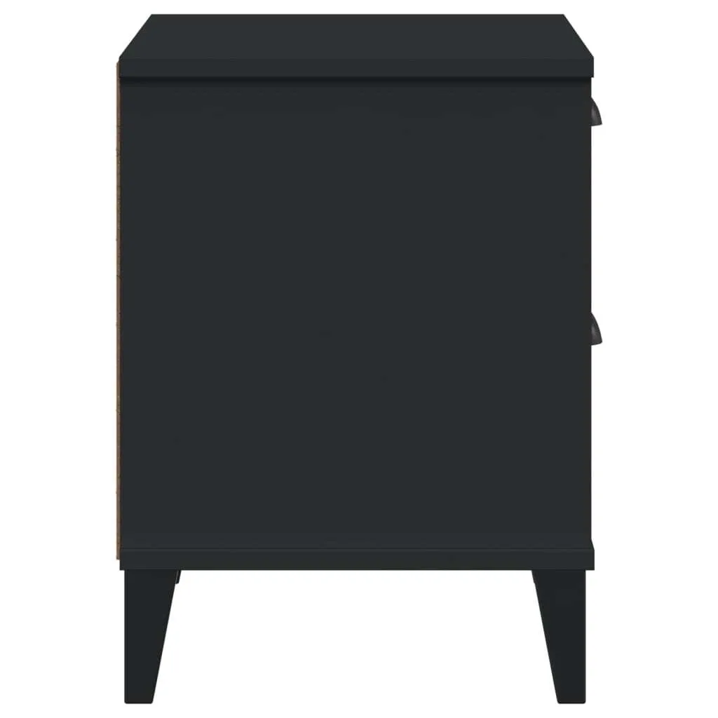 Table de chevet VIKEN Noire mate - Structure bois robuste et durable
