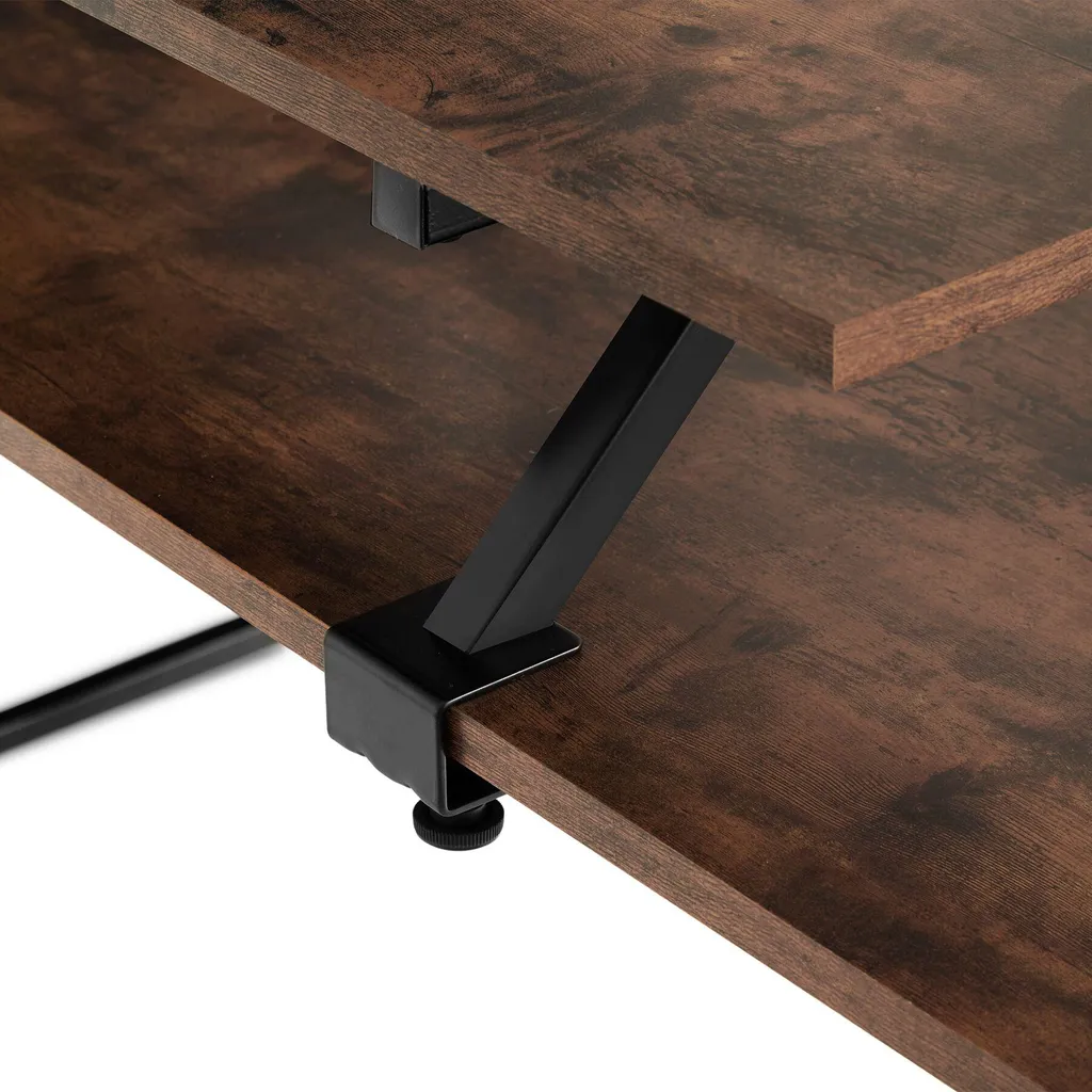 Bureau informatique d'angle MELROSE en bois rustique et métal noir - 8